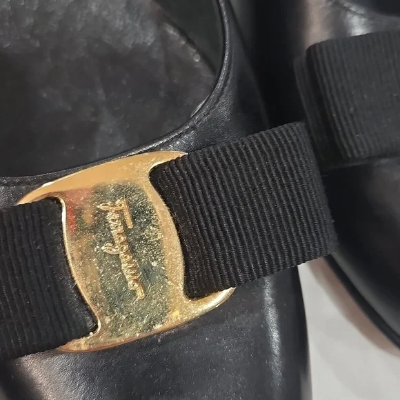 Salvatore Ferragamo Black Heels with Gold Buckle - Picture 8 of 8